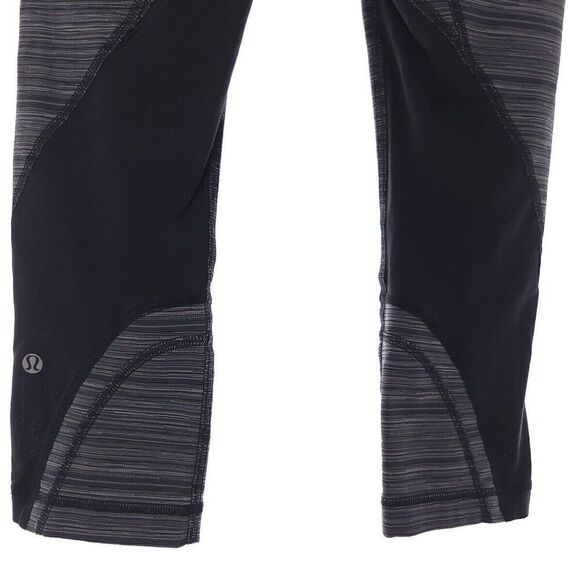 Lululemon Gray Black Back Zip Pocket Active Cropped Leggings Womens Size 6 - Picture 6 of 10